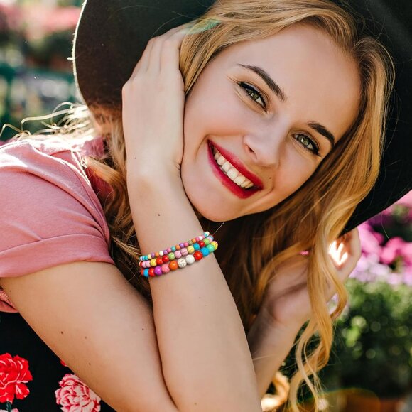 3 PCS 4,6,8mm colorful Healing Natural Stone Beaded Stretch Bracelet for Women - Picture 4 of 6